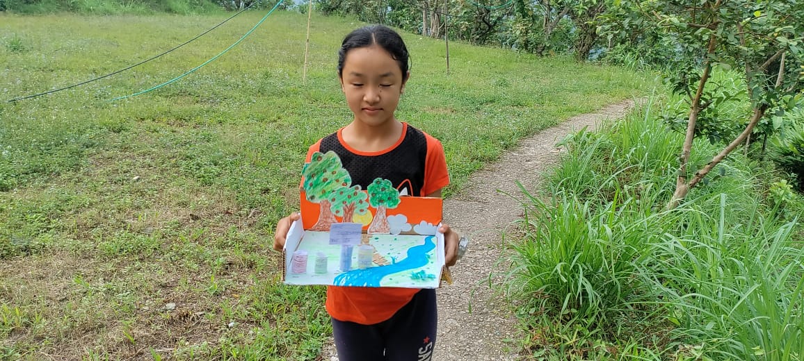 A student of Bong with her art